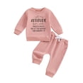 thumbnail image 1 of Suealasg Toddler Baby Girls Fall Long Pants Set Long Sleeve Letters Print Sweatshirt +Elastic Waist Sweatpants 1T 2T 3T 4T 5T Little Girls 2Pcs Autumn Clothing Set, 1 of 7