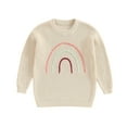 thumbnail image 1 of Suealasg Toddler Baby Girls Fall Sweaters 6M 12M 18M 2T 3T Kids Girl Spring Cute Long Sleeve Rainbow Letter Embroidery Pullover Tops, 1 of 9