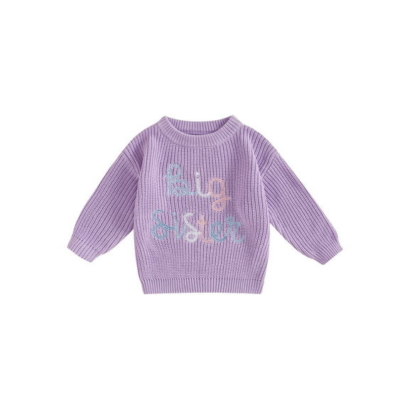 Suealasg Toddler Baby Girls Knitted Sweaters Long Sleeve Colorful Letter Embroidery Knitted Pullovers 6M 1T 2T 3T 4T 5T Little Girls Fall Winter Warm Knitwear