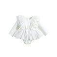 thumbnail image 1 of Suealasg Toddler Baby Girls Romper Dress Long Sleeve Round Neck Solid Color Bodysuit 3M 6M 12M 18M 24M Infant Girls Spring Fall Clothing, 1 of 9