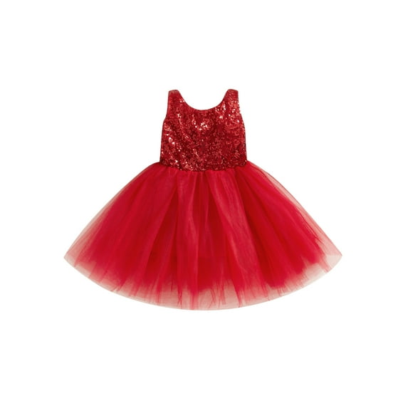 Suealasg Toddler Baby Girls Sleeveless Sequin Dress Princess Mesh Stitching Formal Party Tutu Gown Dresses
