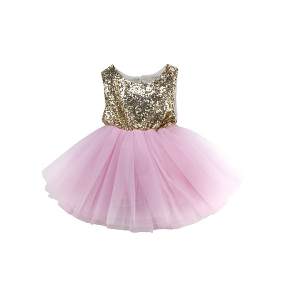 Suealasg Toddler Baby Girls Sleeveless Sequin Dress Princess Mesh Stitching Formal Party Tutu Gown Dresses
