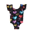 thumbnail image 1 of Suealasg Toddler Baby Girls Summer One Pieces Swimsuit Fly Sleeve Heart Print Romper Swimwear 3M 6M 9M 12M 18M 24M Infant Newborn Girls Beachwear Bathing Suit, 1 of 8