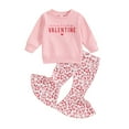 thumbnail image 1 of Suealasg Toddler Baby Girls Valentine’s Day Tracksuit Outfits 6M 1T 2T 3T 4T Kids Girls Long Sleeve Letter Print Sweatshirt Heart Print Pants Sets2 Piece Casual Spring Clothing for Child Girls, 1 of 9