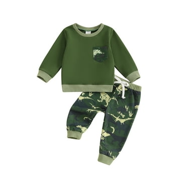Suealasg Toddler Boy Fall Winter Outfits Long Sleeve Dinosaur Print Sweatshirt   Long Pants Set 6M 1T 2T 3T 4T Kids Boys 2Pcs Pants Sets