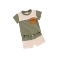 thumbnail image 1 of Suealasg Toddler Boy Summer Outfits Baby Boy Clothes Short Sleeve Contrast Color T-Shirt Tops + Shorts Set 3M 6M 1T 2T 3T Kids Boys 2Pcs Casual Clothing, 1 of 9