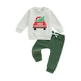 thumbnail image 1 of Suealasg Toddler Boys Christmas Outfits Set 6M 1T 2T 3T 4T Baby Boys Long Sleeve Tree Car Print Sweatshirt Sweatpants 2Pcs Casual Autumn Tracksuit Clothes for Kids Boys, 1 of 1