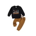thumbnail image 1 of Suealasg Toddler Boys Fall Outfits Set 6M 1T 2T 3T 4T Baby Boys Long Sleeve Letter Print Sweatshirt Sweatpants 2Pcs Casual Autumn Tracksuit Clothes for Kids Boys, 1 of 8