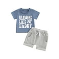 thumbnail image 1 of Suealasg Toddler Boys Father's Day Clothes 6M 1T 2T 3T Baby Summer Casual 2Pcs Outfits Letter Print Short Sleeve T-Shirts Tops Elastic Waist Shorts Set, 1 of 7