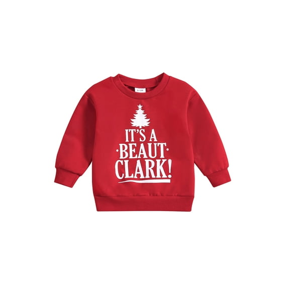 Suealasg Toddler Boys Girls Christmas Sweatshirts Kids Long Sleeve Crewneck Tree Letter Print Pullover Tops 6M 12M 18M 24M 3T 4T Infant Baby Casual Fall Clothes