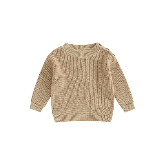 Suealasg Toddler Boys Girls Sweaters 6M 1T 2T 3T Kids Long Sleeve Solid Color Knit Warm Pullovers Tops Casual Fall Knitwear Clothes for Baby Boys Girls