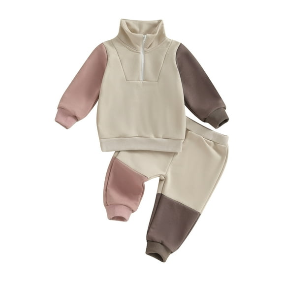 Suealasg Toddler Boys Spring Tracksuit Outfits Set 3M 6M 9M 12M 18M 24M Long Sleeve Lapel Neck Half Zipper Up Sweatshirt Cargo Pants 2PCS Casual Autumn Clothing for Baby Boys
