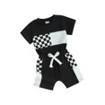 thumbnail image 1 of Suealasg Toddler Boys Summer 2Pcs Clothes 6M 1T 2T 3T Kids Baby Boys Casual Beach Outfits Short Sleeve Plaid Print Tops Drawstring Shorts Sets, 1 of 9