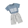 thumbnail image 1 of Suealasg Toddler Boys Summer 2Pcs Shorts Sets Short Sleeve Letter Print Tops and Drawstring Kids Baby Boys Beach Shorts Sets, 1 of 9