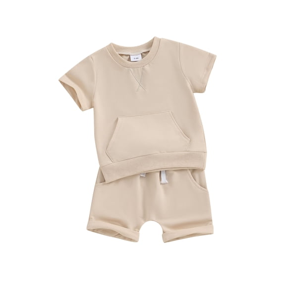 Suealasg Toddler Boys Summer Outfit 2Pcs Baby Boys Clothes 6M 1T 2T 3T Kids Boys Short Sleeve Crew Neck Embroidery T-shirt +Shorts Sets