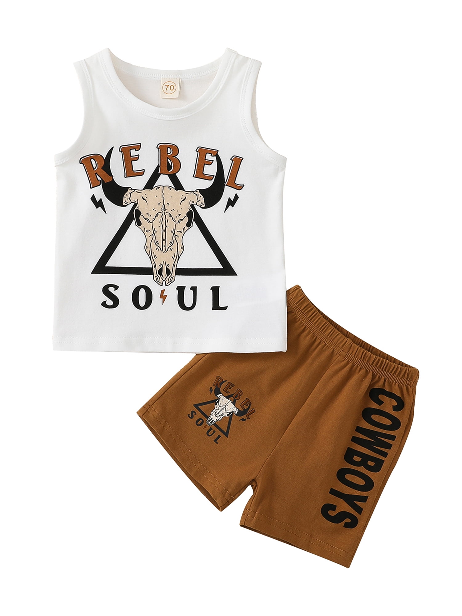 Suealasg Toddler Boys Summer Outfit 6M 1T 2T 3T Sleeveless Cattle Head ...