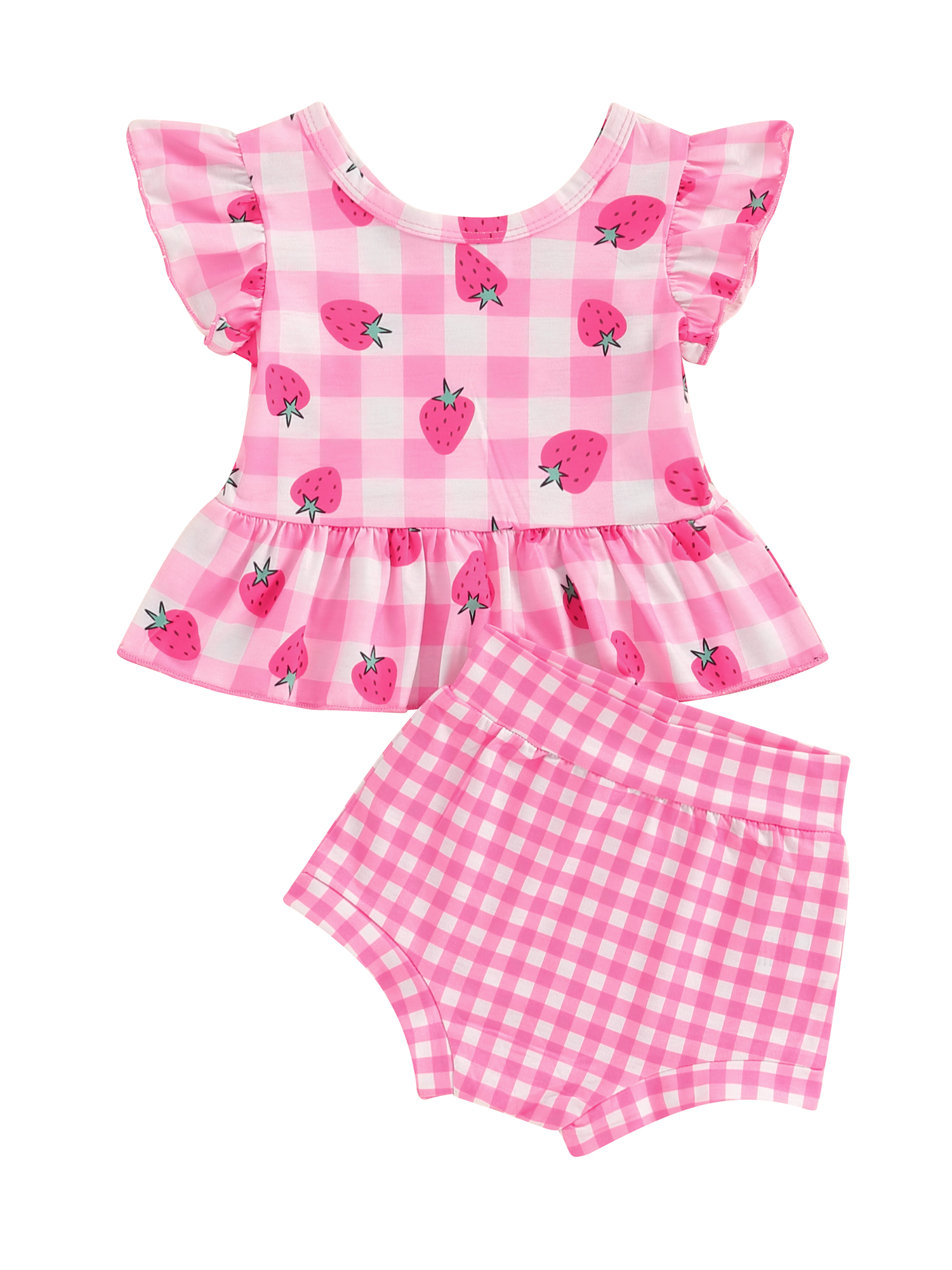 Carter's Toddler Girl 2-Piece Strawberry Top & Short Set - Blue/Red