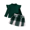 thumbnail image 1 of Suealasg Toddler Girl Fall Outfits 1T 2T 3T 4T 5T Long Sleeve Ribbed Tops High Waist A-Line Skirt 2Pcs Little Girl Winter Clothes, 1 of 7