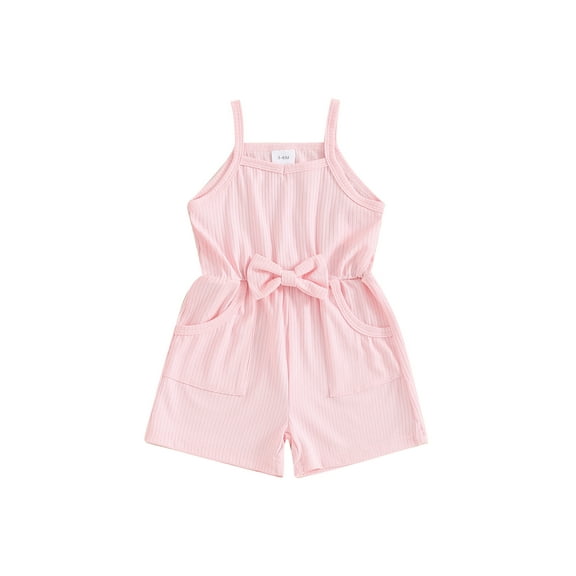 Suealasg Toddler Girl Summer Jumpsuit Sleeveless Square Neck Solid Color Romper Shorts 6M 1T 2T 3T 4T Baby Girl Playsuit Clothes