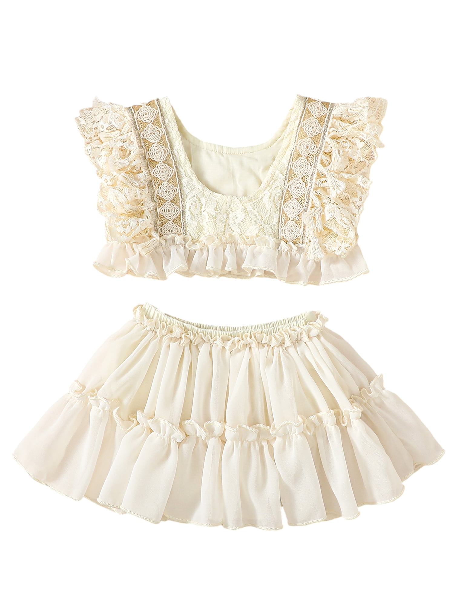 Toddler Baby Girls Summer Outfits Solid Ribbed Lapel V-Neck - View #5