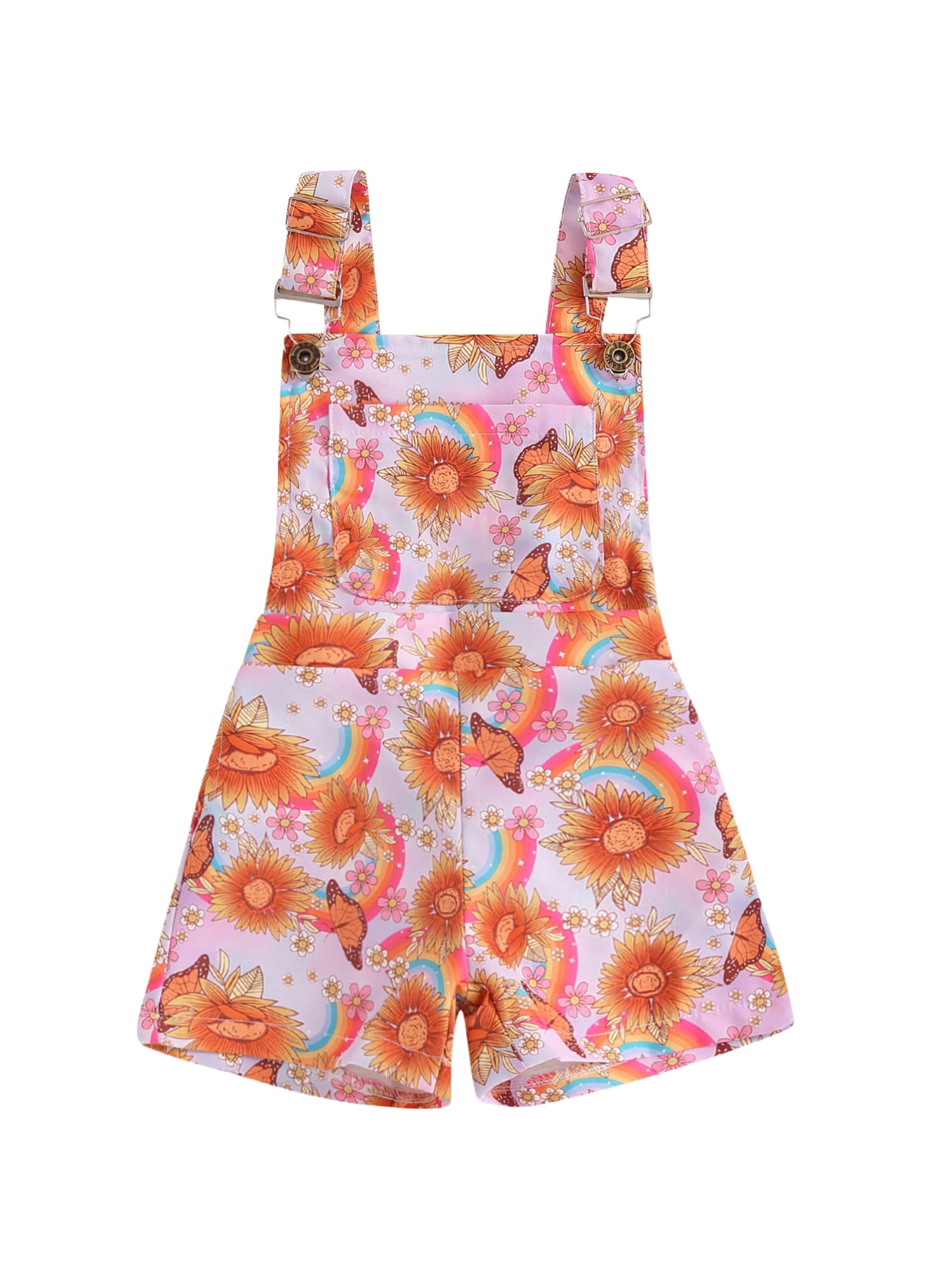 Suealasg Toddler Girl Summer Overalls Romper Daisy Sunflower Print ...