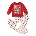 thumbnail image 1 of Suealasg Toddler Girl Valentine's Day Outfits Set Clothes 6M 1T 2T 3T Kids Girl Long Sleeve Letter Print Sweatshirt + Heart Print Pants Set 2Pcs Casual Spring Clothing for Baby Girl, 1 of 9