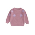 thumbnail image 1 of Suealasg Toddler Girls Fall Winter Sweaters 6M 1T 2T 3T Long Sleeve Flower Embroidery Knitwear Pullovers Tops Autumn Clothes for Baby Girls, 1 of 7