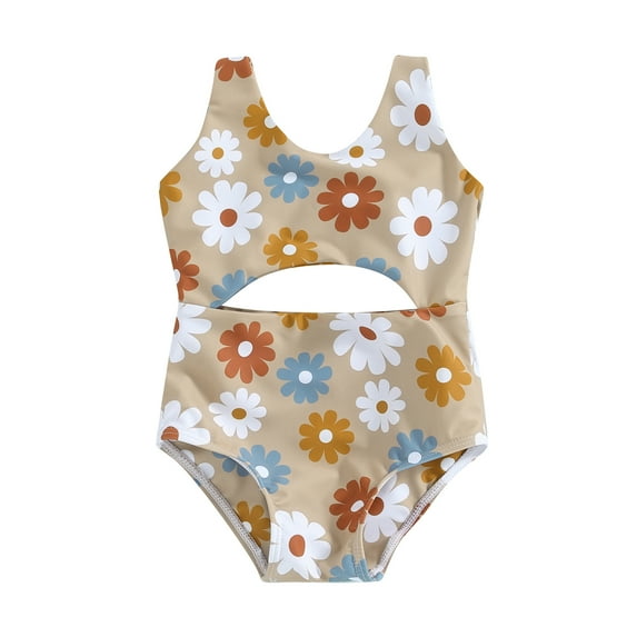 Suealasg Toddler Girls One Piece Swimwear Sleeveless Floral Print Hollow Bathing Suit 6M 1T 2T 3T 4T Kids Baby Girls Romper Swimsuit Beachwear