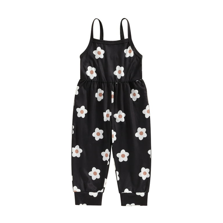 Suealasg Toddler Girls Overalls Jumpsuit Sleeveless Floral Print