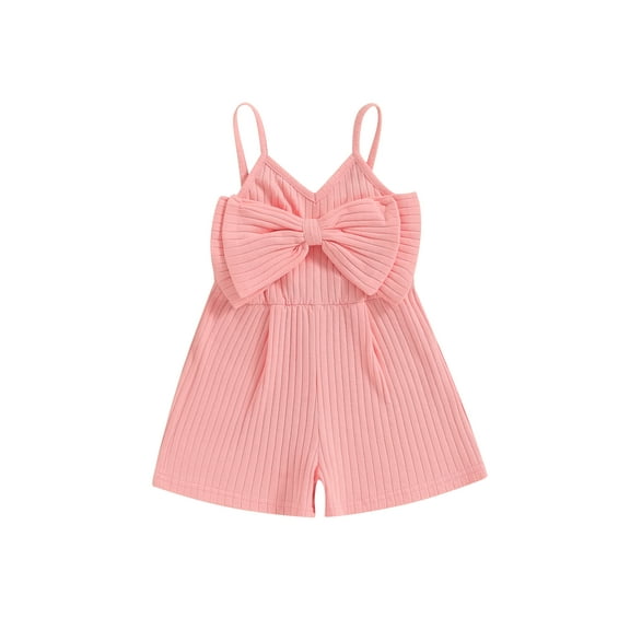 Suealasg Toddler Girls Romper Shorts Cute Bow Sleeveless Ribbed Short Jumpsuit Shorts 6M 12M 24M 2T 3T 4T Baby Girls Summer Clothes