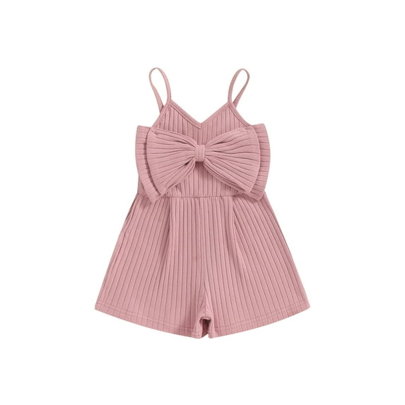 Suealasg Toddler Girls Romper Shorts Cute Bow Sleeveless Ribbed Short Jumpsuit Shorts 6M 12M 24M 2T 3T 4T Baby Girls Summer Clothes