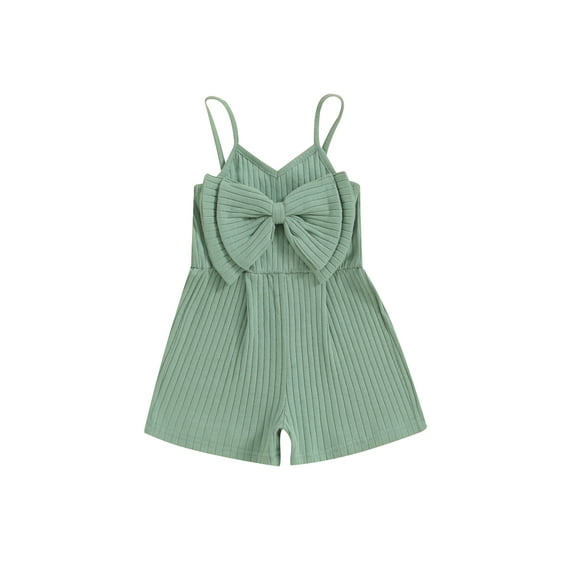 Suealasg Toddler Girls Romper Shorts Cute Bow Sleeveless Ribbed Short Jumpsuit Shorts 6M 12M 24M 2T 3T 4T Baby Girls Summer Clothes