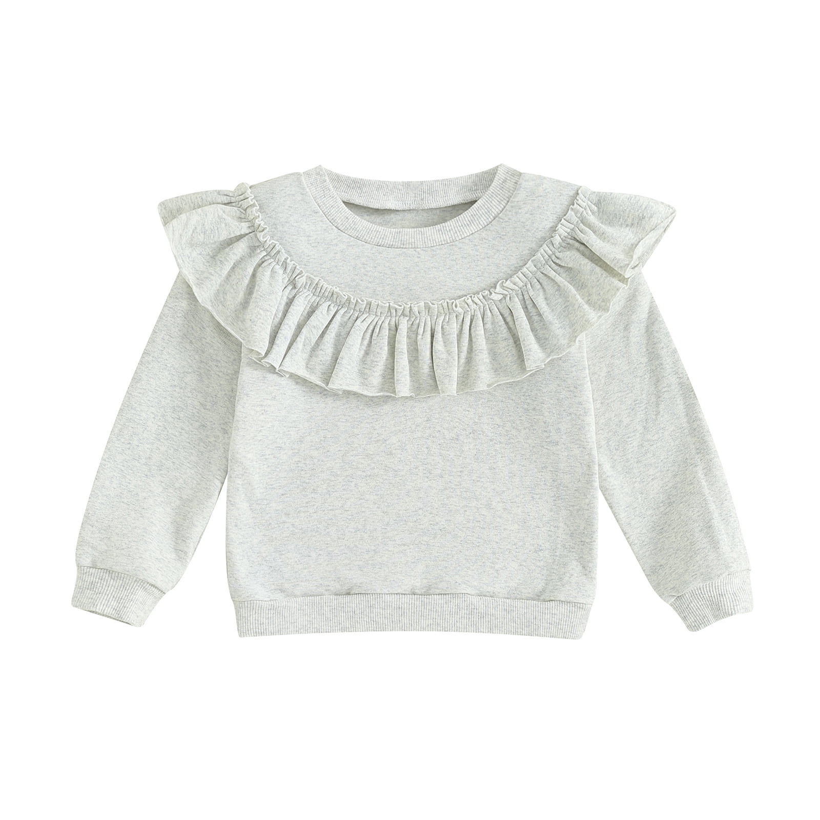 Toddler Girl Textured Ruffled Solid Pullover Sweatshirt
