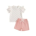 thumbnail image 1 of Suealasg Toddler Girls Summer 2PCS Shorts Sets Short Sleeve Crewneck Dot Print T-Shirts Tops Shorts Sets 6M 1T 2T 3T 4T Baby Girls Clothes, 1 of 8