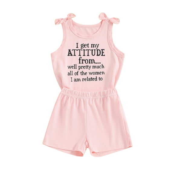 Suealasg Toddler Girls Summer Clothes 1T 2T 3T 4T 5T Short Sleeve Letter Print Tank Tops + Shorts Kids Baby Girls Outfits Sets