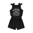 thumbnail image 1 of Suealasg Toddler Girls Summer Clothes 1T 2T 3T 4T 5T Short Sleeve Letter Print Tank Tops + Shorts Kids Baby Girls Outfits Sets, 1 of 7