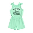 thumbnail image 1 of Suealasg Toddler Girls Summer Clothes 1T 2T 3T 4T 5T Short Sleeve Letter Print Tank Tops + Shorts Kids Baby Girls Outfits Sets, 1 of 7