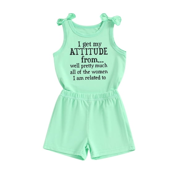 Suealasg Toddler Girls Summer Clothes 1T 2T 3T 4T 5T Short Sleeve Letter Print Tank Tops + Shorts Kids Baby Girls Outfits Sets