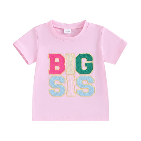 Suealasg Toddler Girls T-Shirt Kids Girls Short Sleeve Letter Print Shirt Children Girls Summer Casual Tops