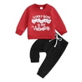 thumbnail image 1 of Suealasg Toddler Girls Valentine's Day Clothes 6M 1T 2T 3T Baby Long Sleeve Letter Print Sweatshirt Elastic Pants Sets 2 Piece Kids Girls Cute Spring Outfits, 1 of 9