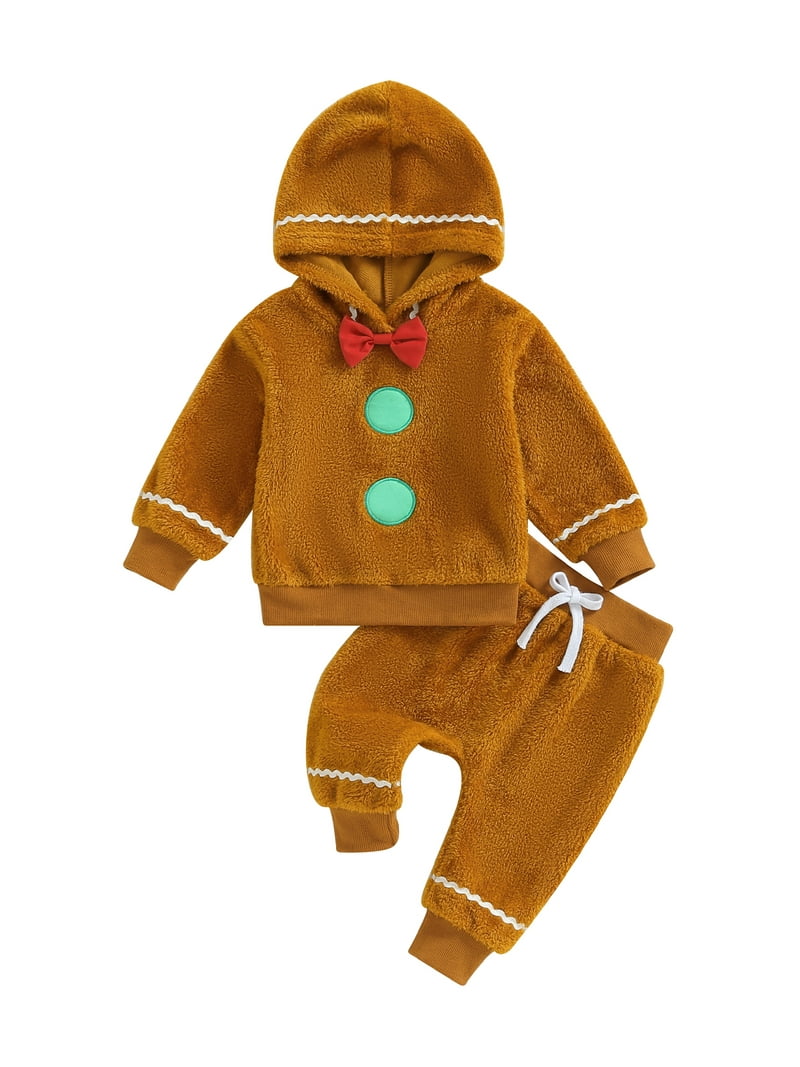 Suealasg Toddler Kids Baby Girl Boy Christmas Outfit Gingerbread