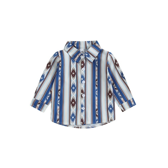 Suealasg Western Kids Boys Fall Shirt Clothes 6M 1T 2T 3T 4T Toddler Baby Boys Long Sleeve Button Down Collar T-shirt Tops Spring Autumn Clothing for Children Boys