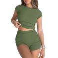 thumbnail image 1 of Suealasg Women´s Shorts Yoga Set Short Sleeve Crew Neck Short Sleeve T-shirt with Elastic High Waist Shorts Summer Outfit Sporty Suits, 1 of 7
