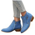 thumbnail image 1 of Suede Ankle Boots for Women Casual Round Toe Low Stacked Heel Zip up Business Work Dress Fall Booties, 1 of 5