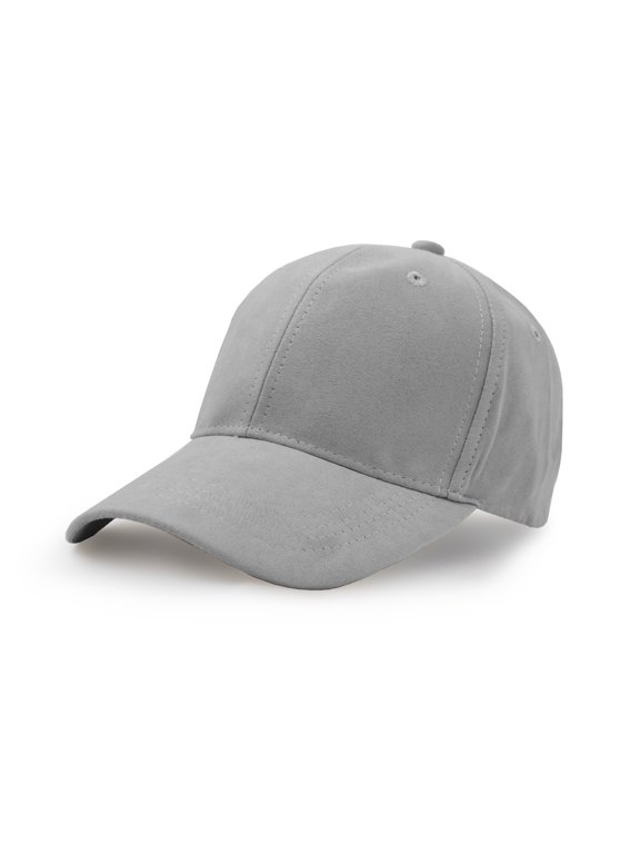 Suede Baseball Cap, Unisex Faux Suede Leather Classic Adjustable Plain Hat Baseball Cap Grey