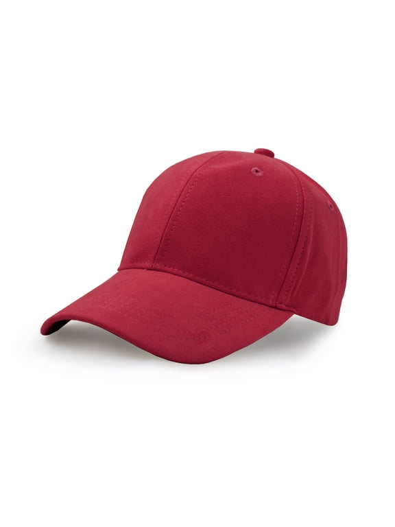 Suede Baseball Cap, Unisex Faux Suede Leather Classic Adjustable Plain Hat Baseball Cap Red