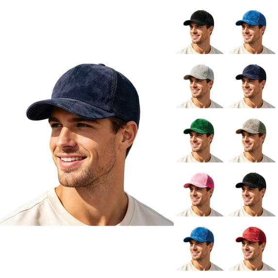 Suede Baseball Cap for Men Women Curved Brim Mesh Back Breathable Trucker Hat