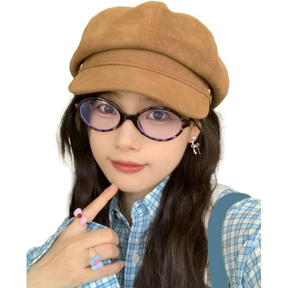 Suede Beret Hats for Women Suede Slouchy French Beret Hats for Women Retro Newsboy Cap Beanies Cap Skull Cap Painter Cap