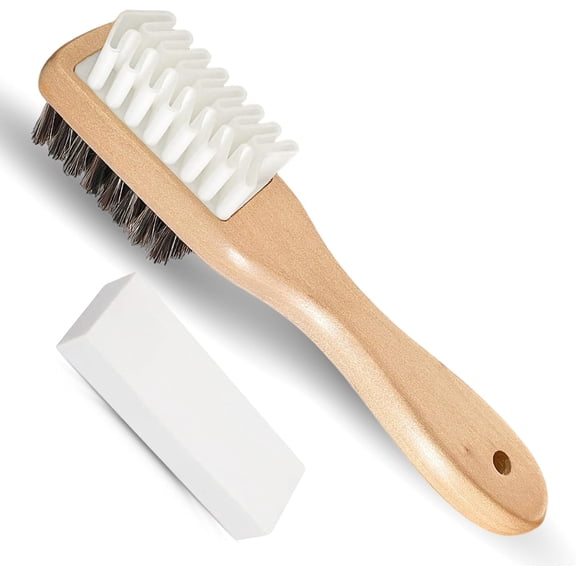 Suede Brush and Eraser, Suede Shoe Cleaner with Crepe & Brass Bristle Brush and Suede Eraser, Safe Effectively Solves Stubborn Stains on Sneaker Leather, Suede, Nubuck Care