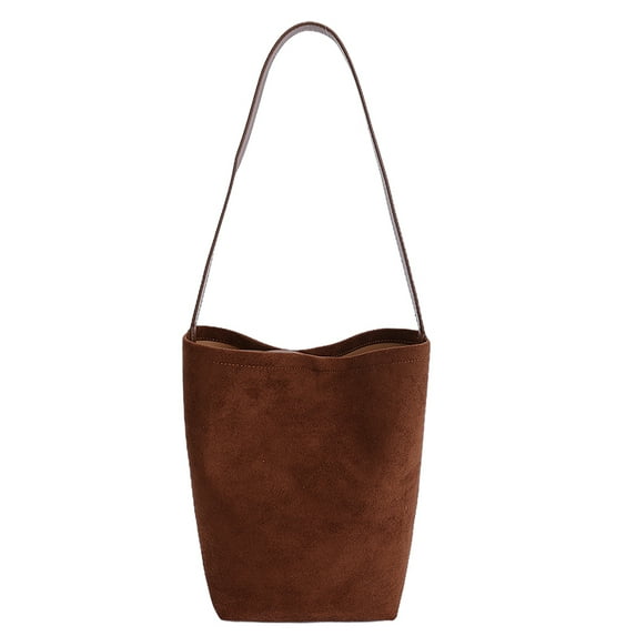 Suede Bucket Bag Fashion Shoulder Bag Slouchy Hobo Bag For Women (Light Brown)